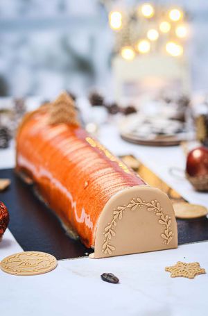 Recette Bûche de Noël tonka, pomme et caramel