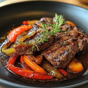 Recette Irresistible : Steak Mijoté aux Poivrons – Un Plat Tendre & Savoureux pour Réconforter vos Soirées