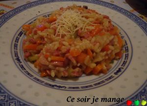 Recette Risotto aux légumes et aux lardons