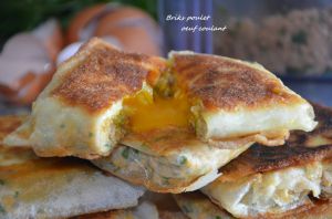 Recette Brick au poulet fromage et oeuf coulant