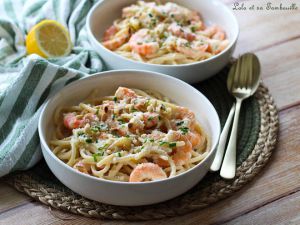 Recette Spaghettis aux crevettes & à l’ail