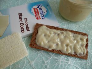 Recette Pâte à tartiner diététique allégée chocolat blanc et noix de coco au konjac (sans beurre ni sucres ajoutés)