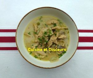 Recette Soupe de poulet aux champignons et ravioles de Royans
