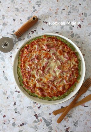 Recette Pizza de brocoli et lardons