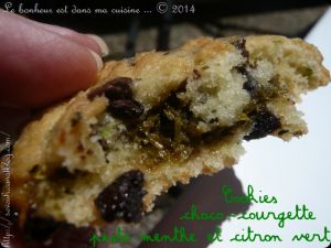 Recette Vegan cookies (sans œuf) : choco-courgette, pesto de menthe et citron vert