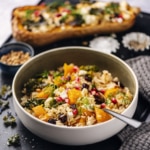 Recette Courge musquée cuite au four avec riz, feta et grenade
