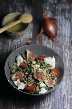 Recette Salade de haricots verts figues et noisettes