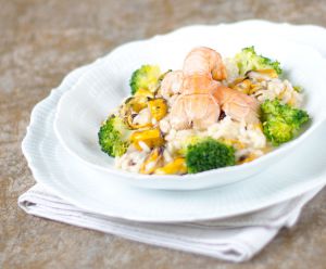 Recette Risotto aux moules, langoustines et brocoli