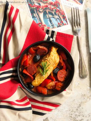 Recette Filets de poulet aux poivrons et chorizo