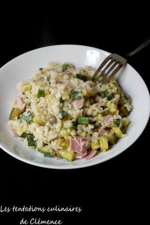 Recette Risotto aux courgettes, jambon et boursin