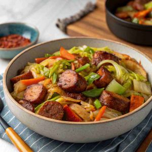 Recette Beef Sausage Cabbage Stir Fry – Low-Carb One-Pan Dinner