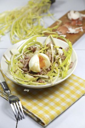 Recette Salade de pissenlits et œufs mollets au lard