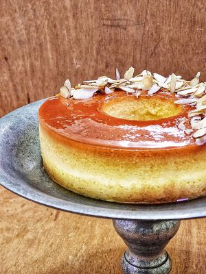 Recette Flan caramélisé à l'orange et aux amandes