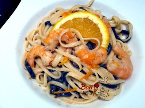 Recette Crevettes, Pâtes à l’Orange et Voltano