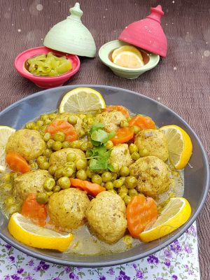 Recette Tajine Petits Pois et Boulettes de Poulet