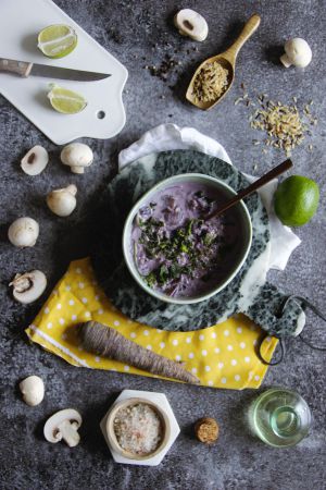 Recette Bouillon de lait de coco aux champignons et riz