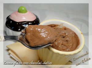 Recette Crème glacée coco chocolat dattes, sans gluten, sans lactose