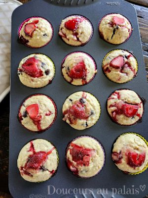 Recette Muffins explosion de fraises & chocolat