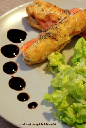 Recette Eclairs au saumon fumé & fromage frais