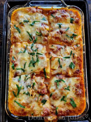 Recette Lasagne de courgettes avec sauce tomate à la chair de saucisses & bocconcini