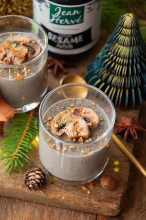 Recette Panna cotta de champignons au sésame noir #vegan #glutenfree #Noël