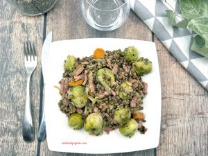 Recette Choux de bruxelles lentilles lardons