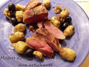 Recette Magret de canard facon tajine aux artichauts