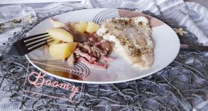Recette Filet de flétan, pommes de terre champignons et bacon
