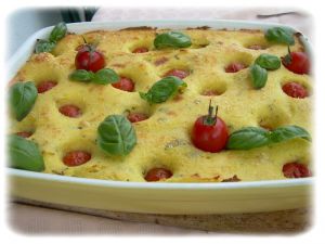Recette Gratin de polenta, tomates cerises et basilic