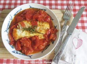 Recette Dos de cabillaud aux tomates cocktail et vin blanc