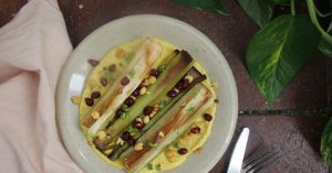 Recette Poireaux rôtis, houmous curry et citron confit