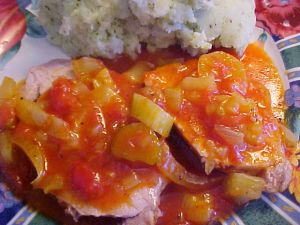 Recette Rôti de porc braisé aux tomates et au fenouil