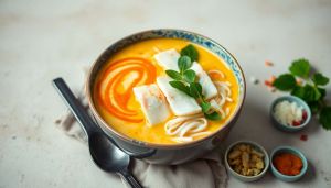 Recette Soupe de poisson khmère au lait de coco et curry : recette Nombanhchok