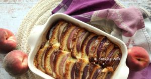 Recette Gratin de brioche perdue à la pêche