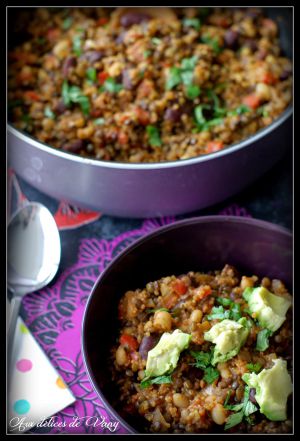 Recette Chili aux lentilles vertes et quinoa (vegan et sans gluten)