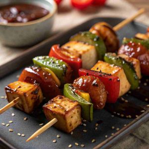 Recette Ginger Teriyaki Veggie Skewers – Grilled or Baked Appetizer
