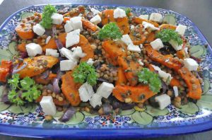 Recette Butternut rôtie aux lentilles et au gorgonzola dolce *-  Foodista challenge # 129