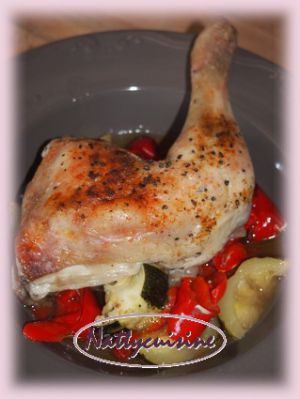Recette Cuisse de poulet à l'huile d'olive et ses légumes du soleil