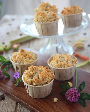 Recette Muffins rhubarbe crumble {vegan}