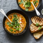Recette Soupe tomate aux lentilles rouges au curry et noix de coco