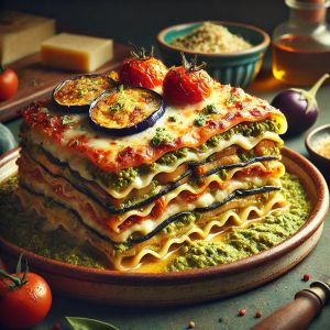 Recette Lasagnes au pesto rustico basilic et olives avec aubergines