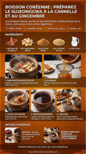 Recette Boisson coréenne : préparez le Sujeonggwa à la cannelle et au gingembre