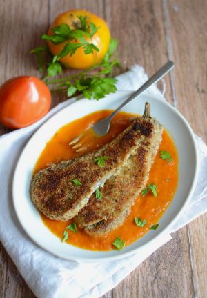 Recette Aubergines panées et sauce tomate #végétarien
