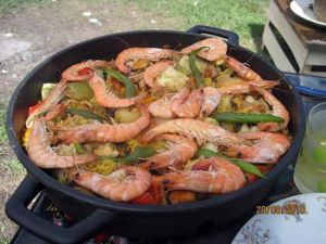 Recette Paella aux fruits de mer et poissons.au jardin