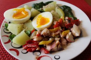 Recette Assiette-Repas : Salade de fruits de mer-Oeuf molet-Etc