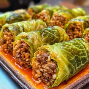 Recette Découvrez l’Ultimate Comfort Food: Rouleaux de Chou Frisé Farcis de Bœuf Épicé et Riz, Mijotés dans une Sauce Tomate Divine