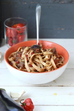 Recette Tagliatelle végétariennes à l’aubergine