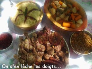 Recette Du couscous familiale aux poulet, mouton, kefta et merguez
