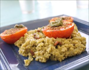 Recette Tomates provençales et risotto au pesto (vegan)