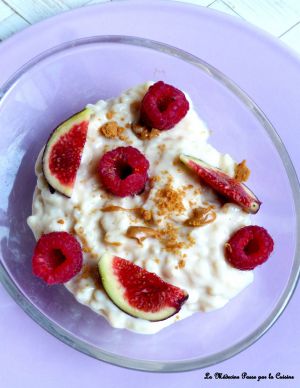 Recette Riz au lait au speculoos, framboises et figues